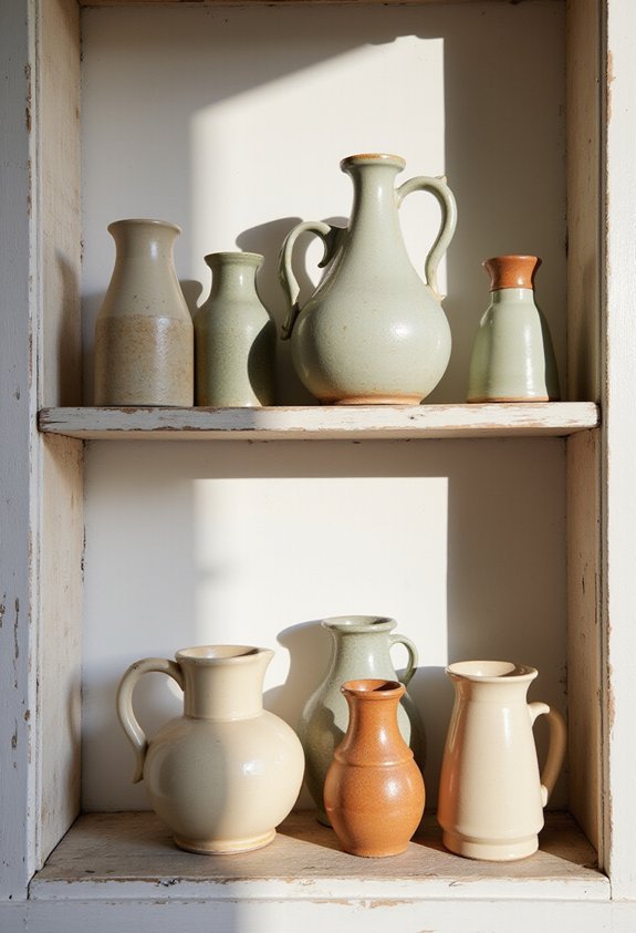 harmonious rustic ceramic display arrangement