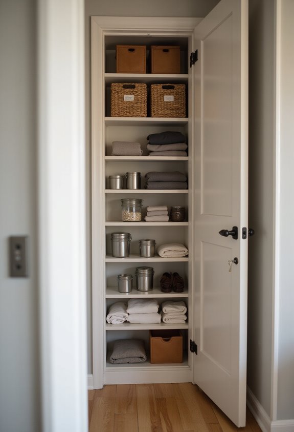 hidden closet door storage