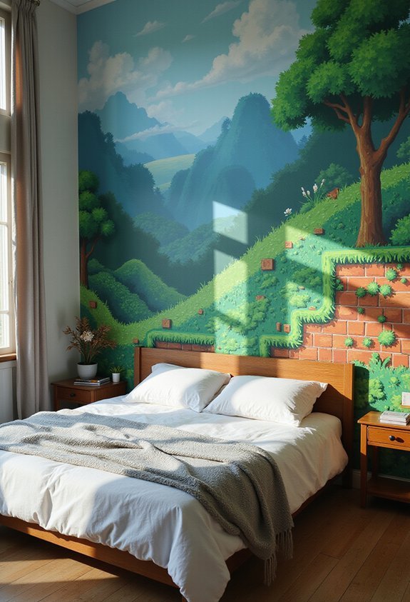 immersive minecraft inspired accent wall