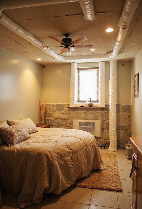 insulate pipes and exposed areas