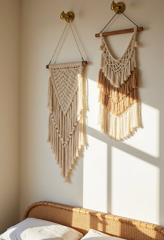 layered bohemian textile wall art