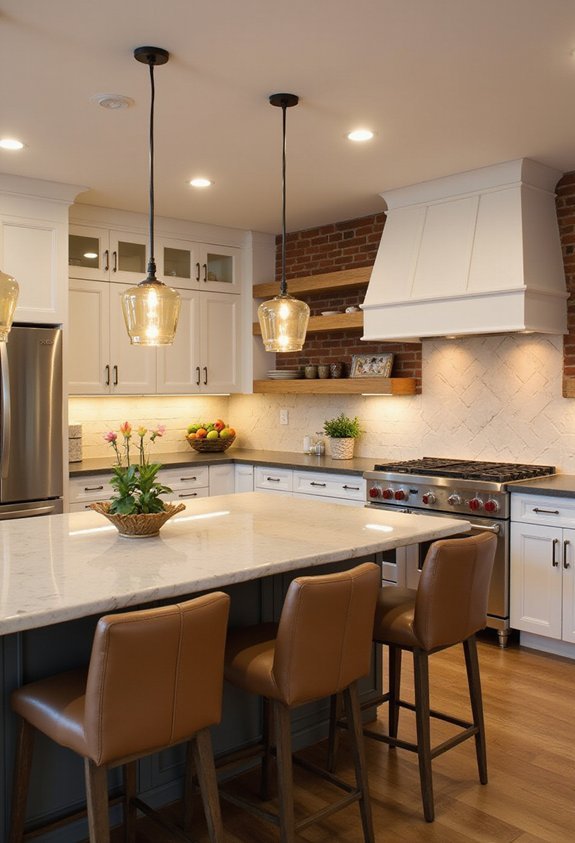 layered kitchen lighting creates ambiance
