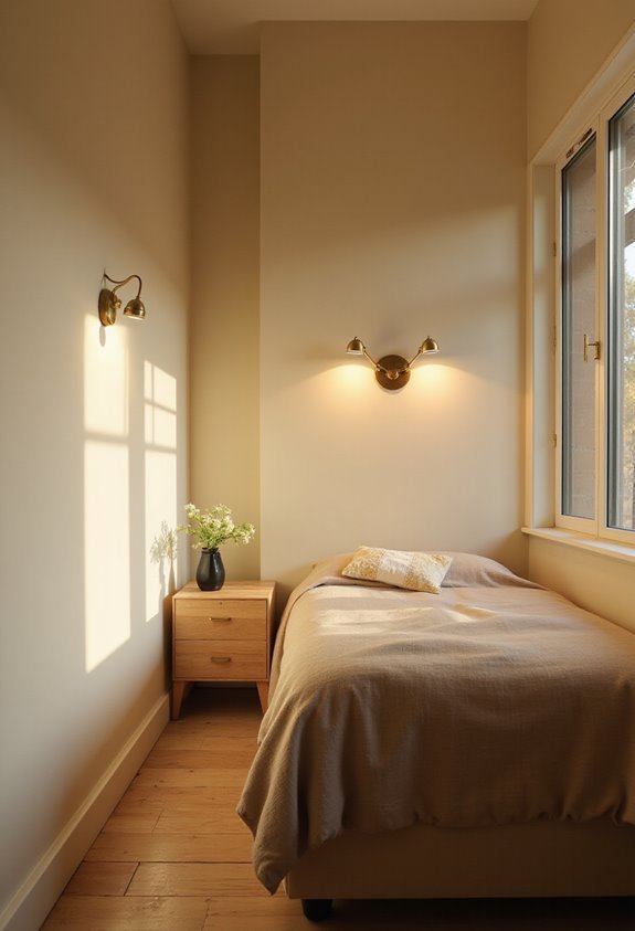 layered lighting enhances tiny room