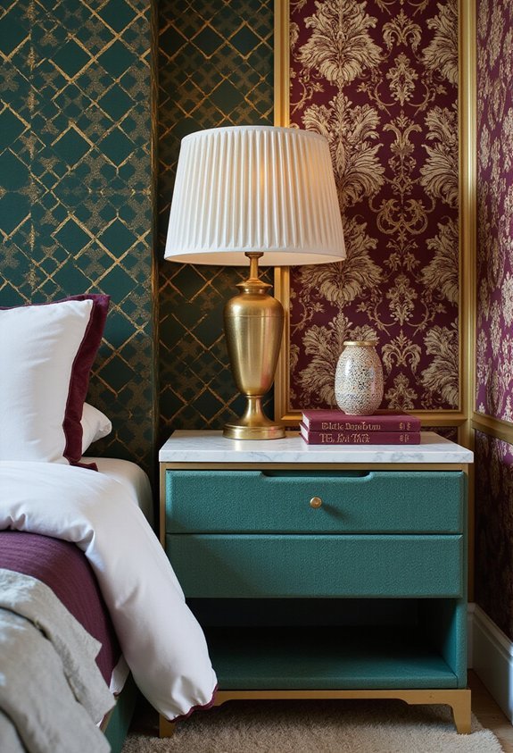 layered pattern forward maximalist nightstand design