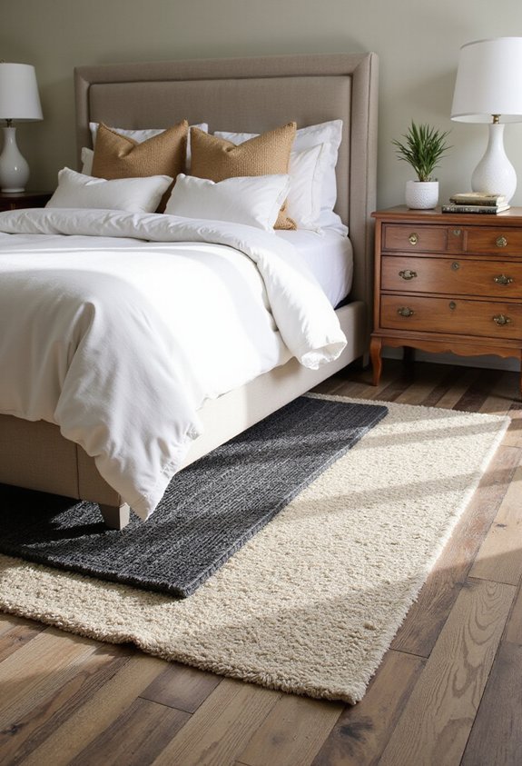 layered rugs create cozy comfort