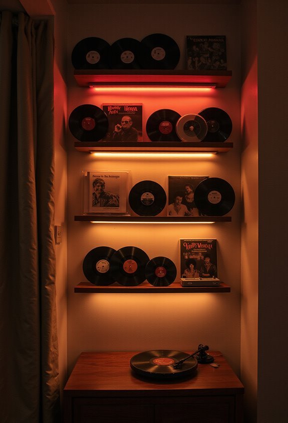 luminous circular floating glowing record displays