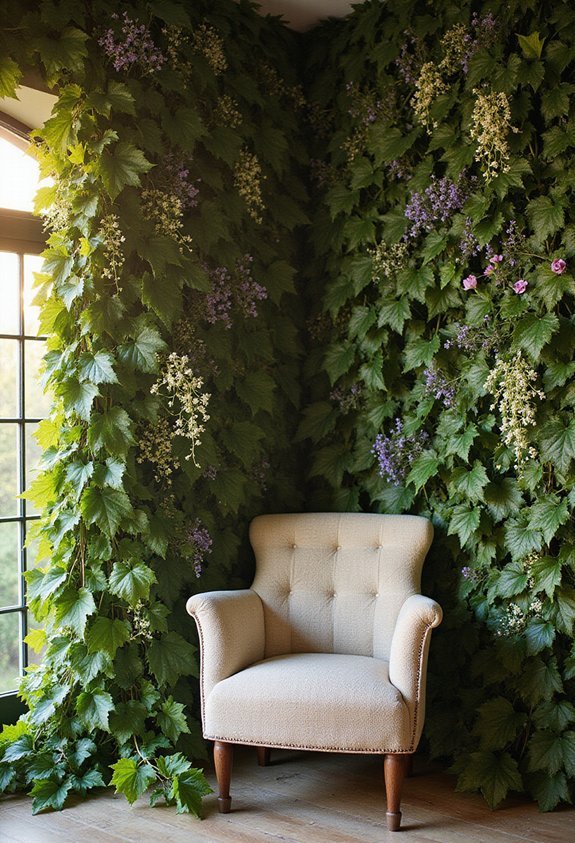 lush botanical seating retreat atmosphere