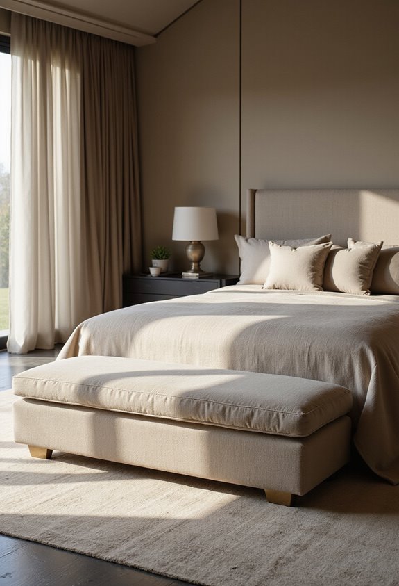 master bedroom spacious bench essentials