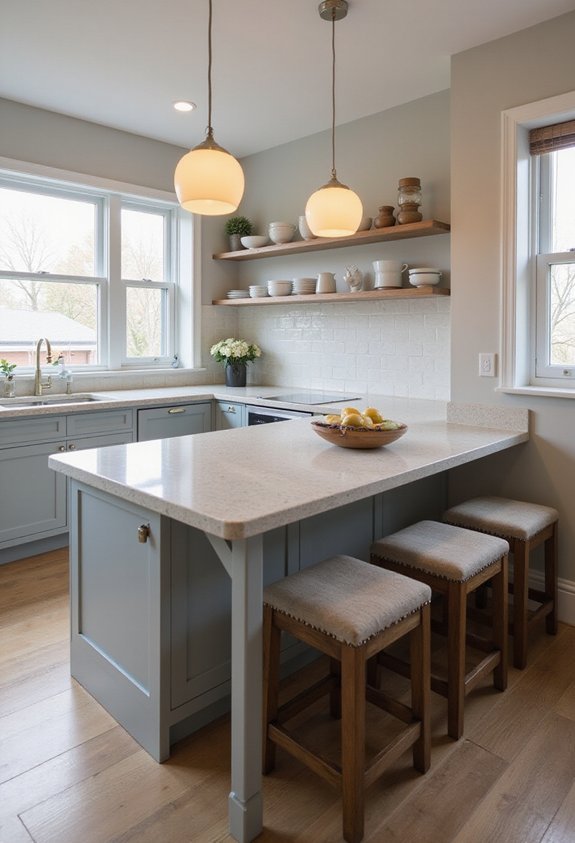 maximize compact kitchen functionality with peninsula