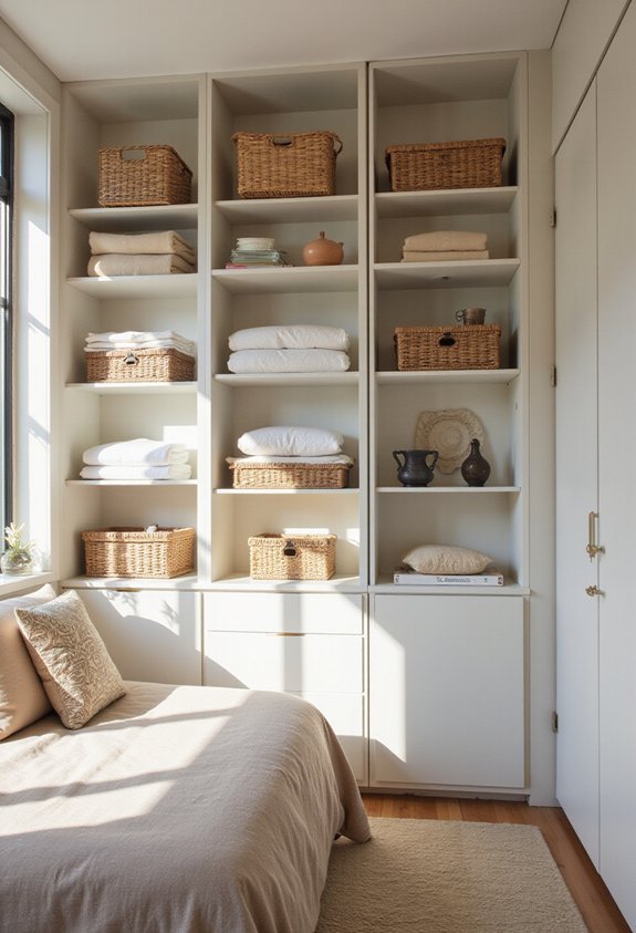 maximize storage with ceiling to floor shelves