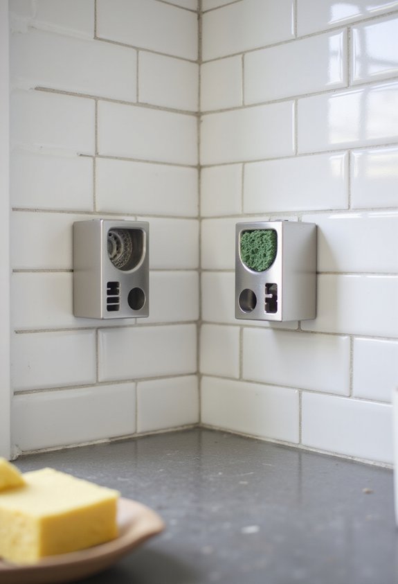 maximizing small space kitchen sponge storage