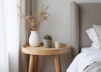 minimalist clean lined natural wood side tables