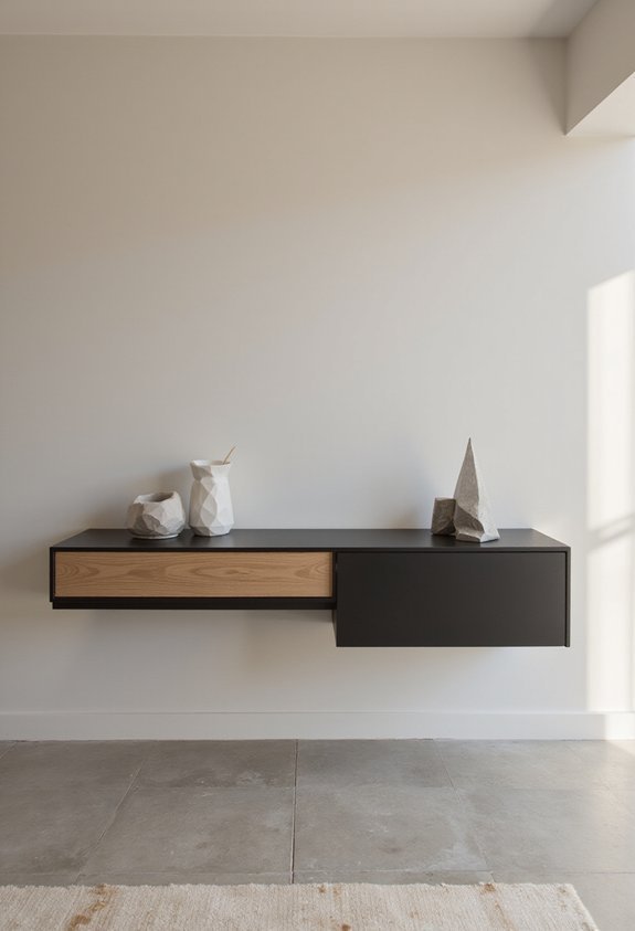 minimalist floating legless contemporary console