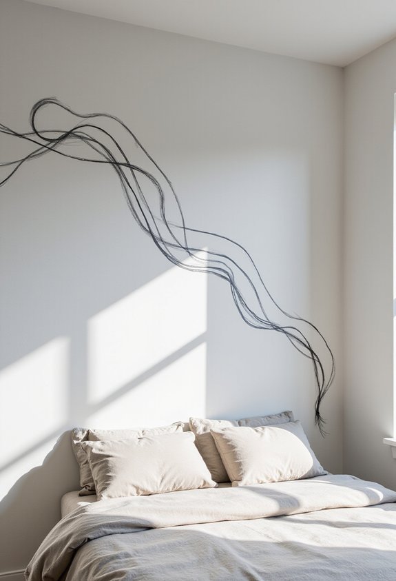 minimalist line art mural diy