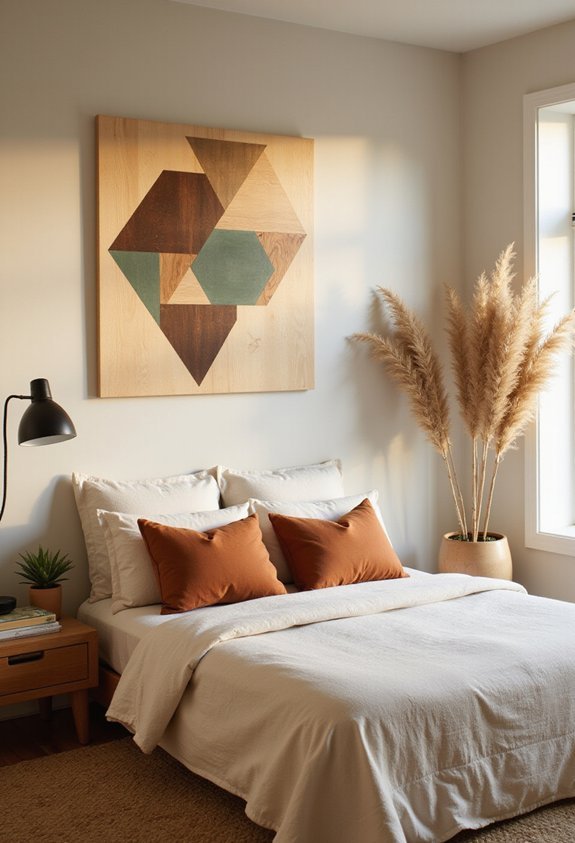 minimalist natural geometric wood art