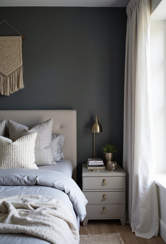 monochromatic layered textured purposeful bedroom