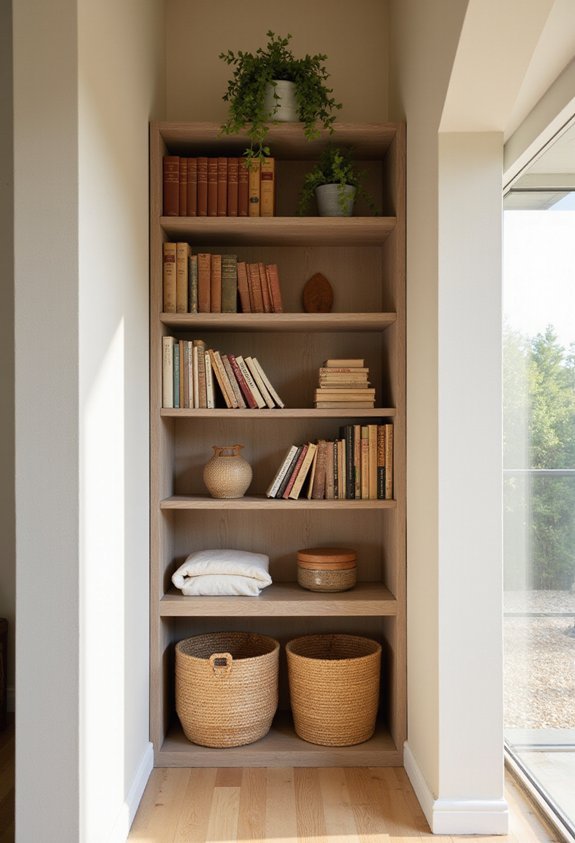narrow vertical corner multipurpose bookcase