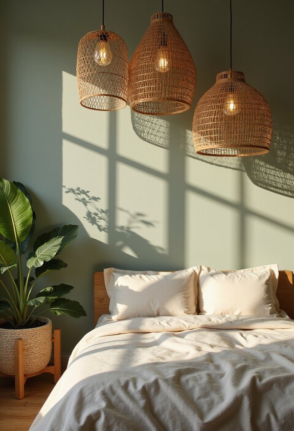 organic nature inspired calming bedroom lighting