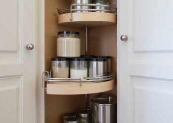 organize corner cabinet storage efficiently