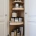 organize corner cabinet storage efficiently