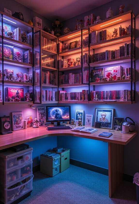 organized aesthetic space saving manga storage