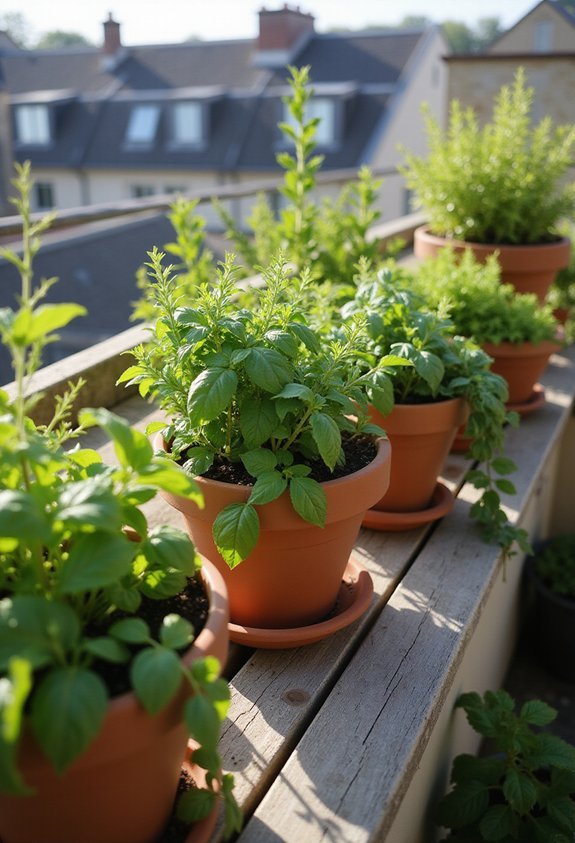 outdoor herb container gardening on balconies