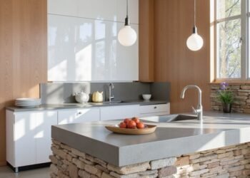 permanent kitchen division visual connection workspace organization