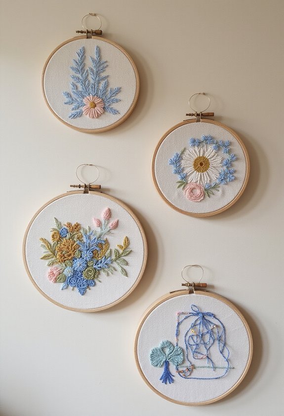 personalized fabric wall art using hoops