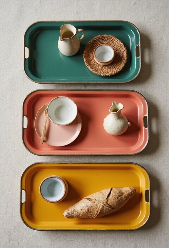 playful retro enamel tray collection