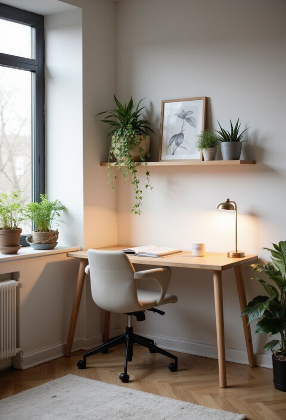 productive corner desk workspace setup