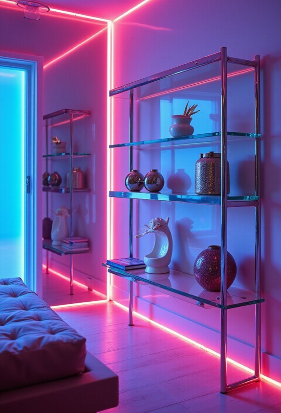 retro chic metallic shelving display