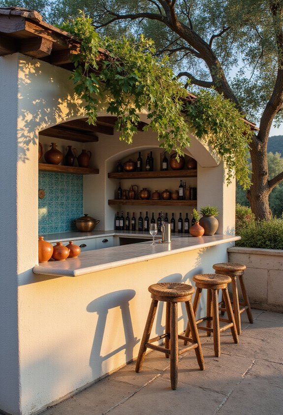 rustic european backyard entertainment hub