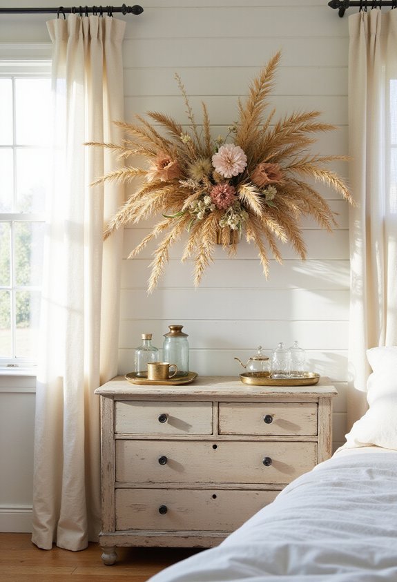 rustic natural textured bedside display