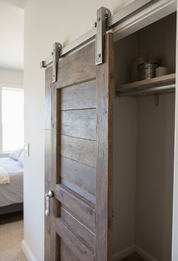 rustic sliding barn door storage