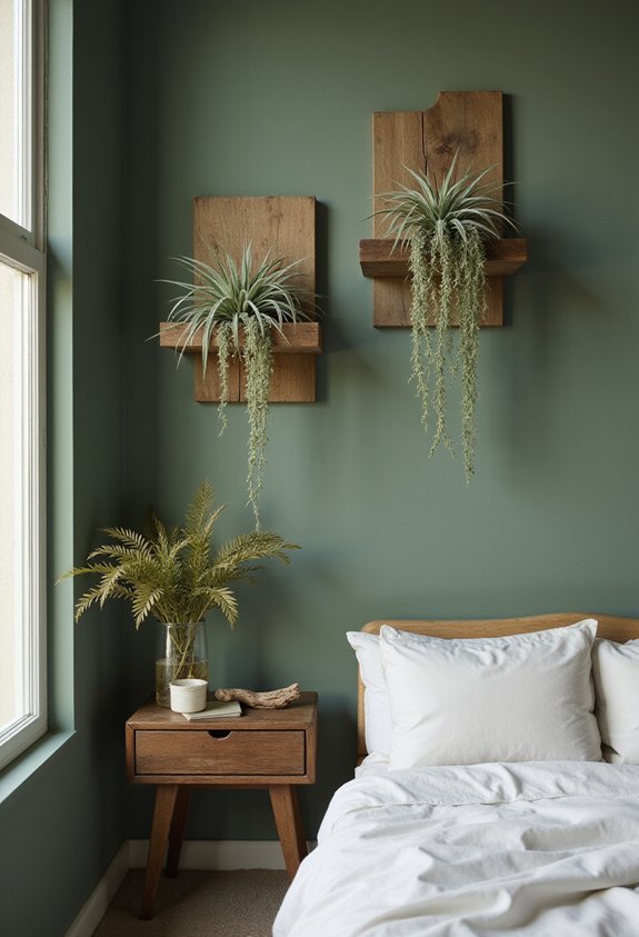 sculptural floating wood shelf air plants