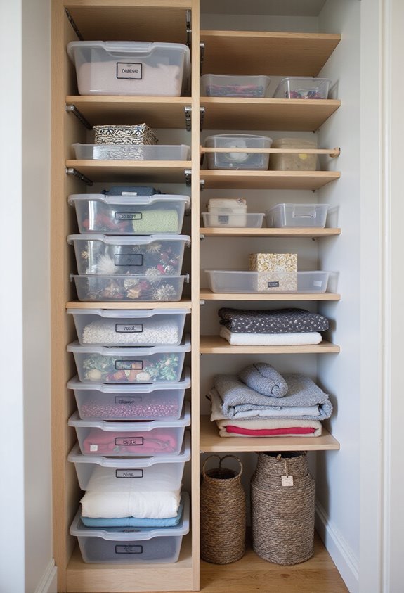 seasonal item vertical bin storage