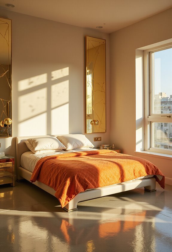 shimmering metallic decor enhances room ambiance