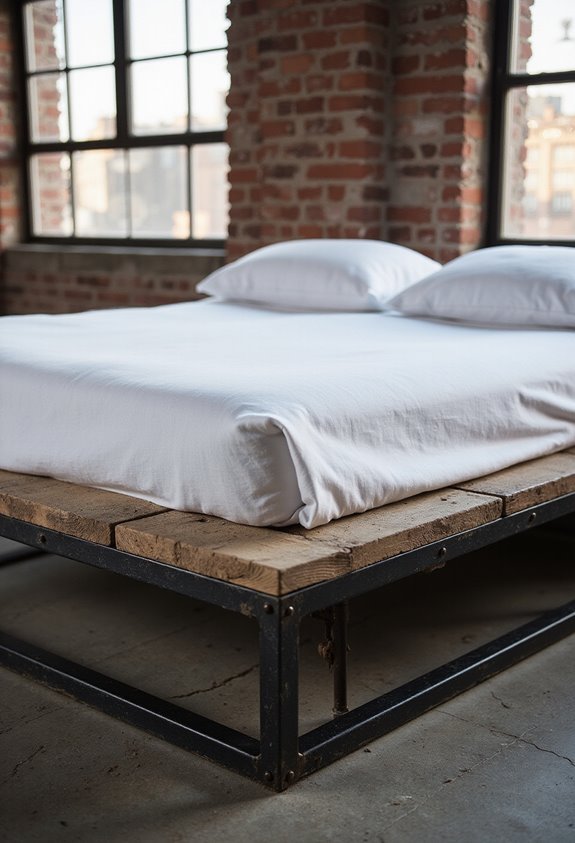 sleek industrial metal bedroom benches