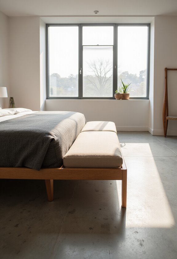 sleek minimalist sophisticated bedroom benches