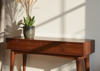 sleek warm minimalist mid century