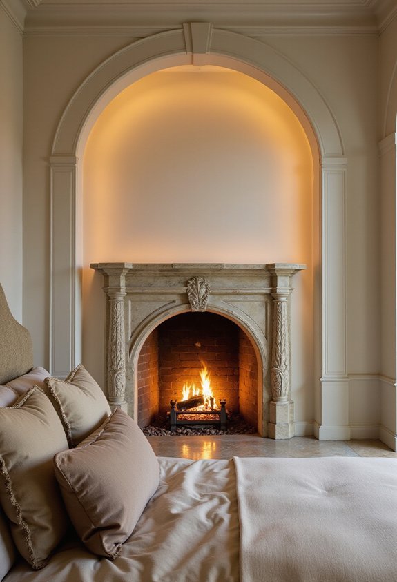 sophisticated arched fireplace crown jewel