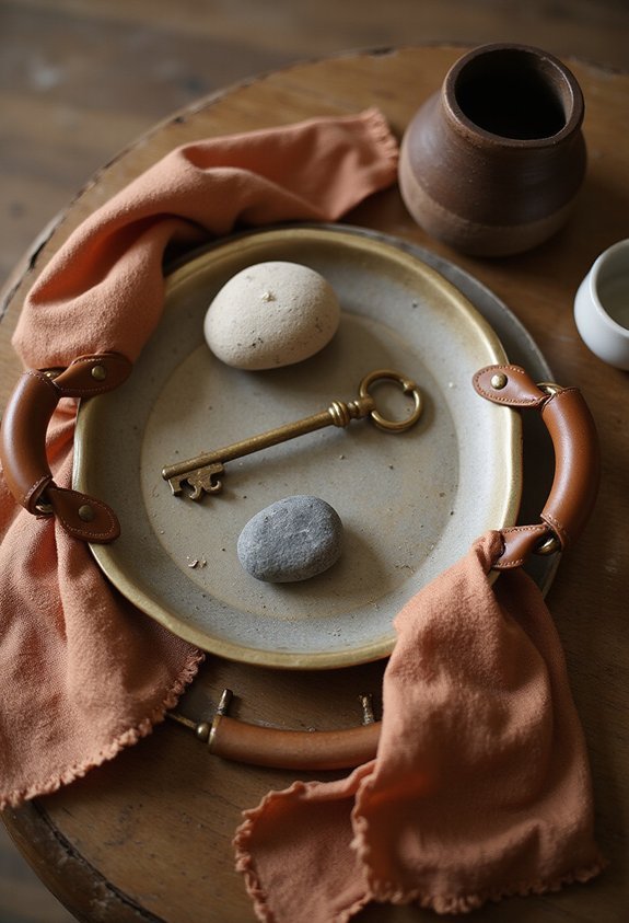 sophisticated organizedtrays for nightstandclutter