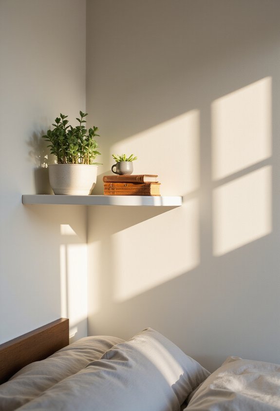 space saving floating shelves