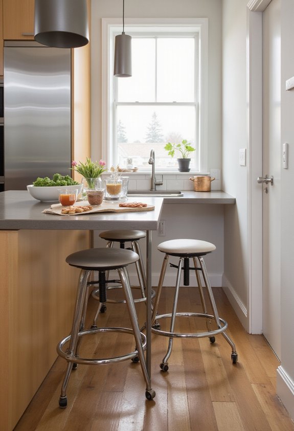 space saving swivel stools for compact kitchens