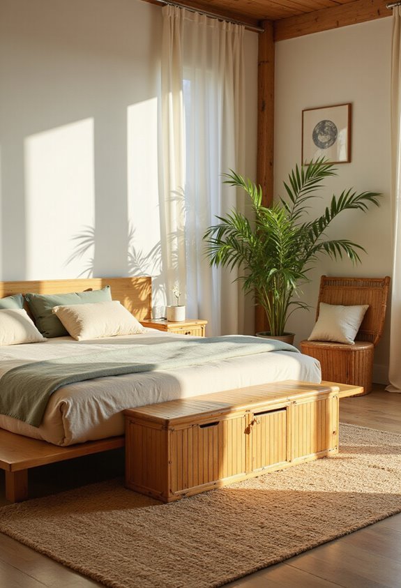 spacious organized versatile bamboo benches