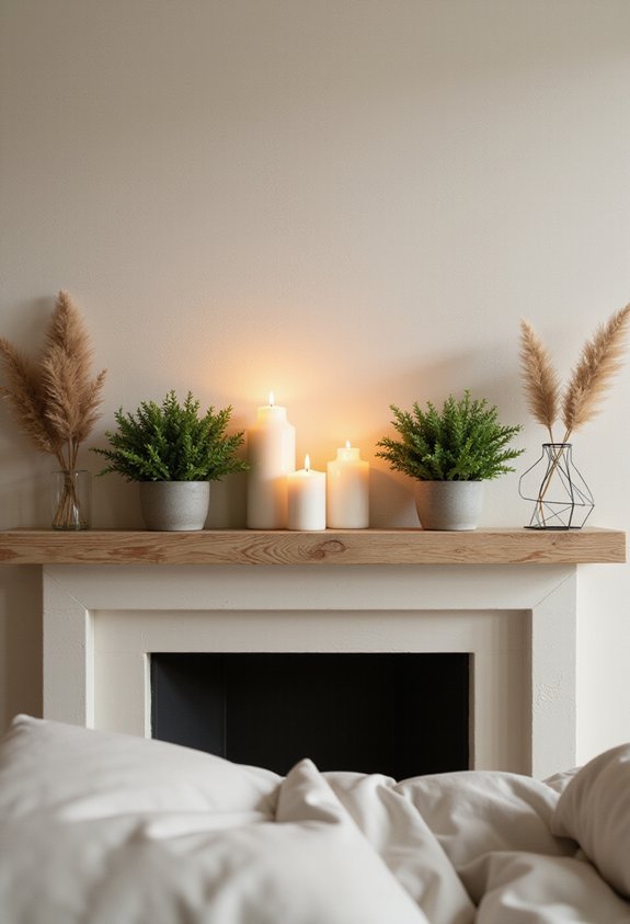 styled functional curated fireplace mantel