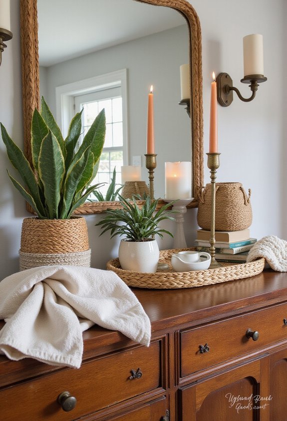 textured layered curated dresser display