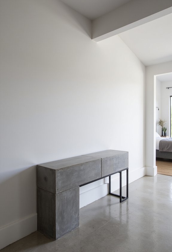 tough gritty sophisticated indestructible concrete console