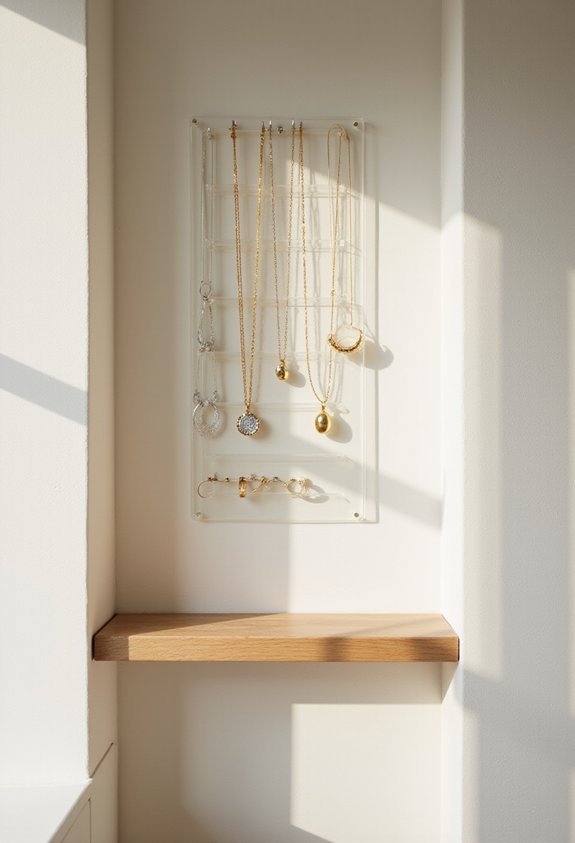 vertical space saving jewelry organization display
