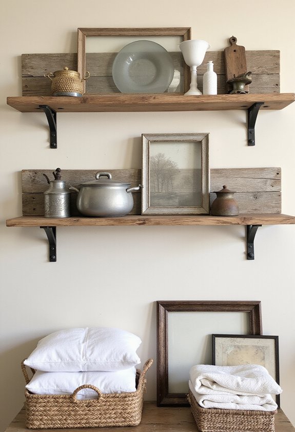 vintage rustic open shelving